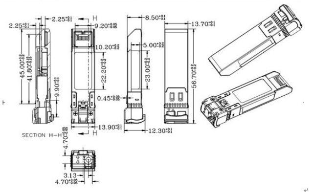 10G-ZR4-80KM 10G BIDI Transceiver Module 80KM 1490nm/1550nm SFP + STM-64 WDM 8SFP + SMF 4