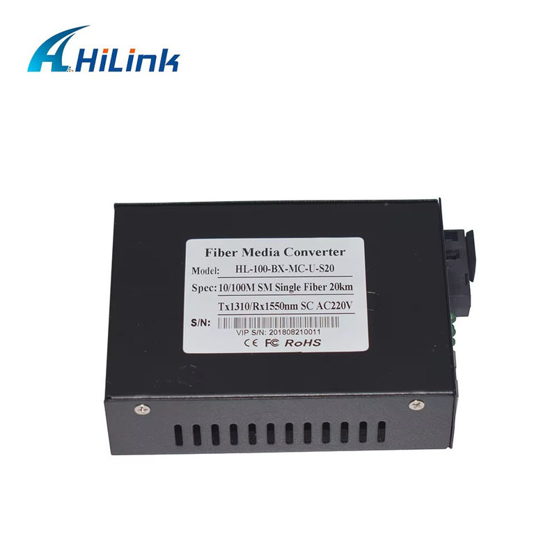 BIDI WDM Single Fiber Optic Media Converter 10/100M 1310/1550nm Thiết bị quang SFP 20km