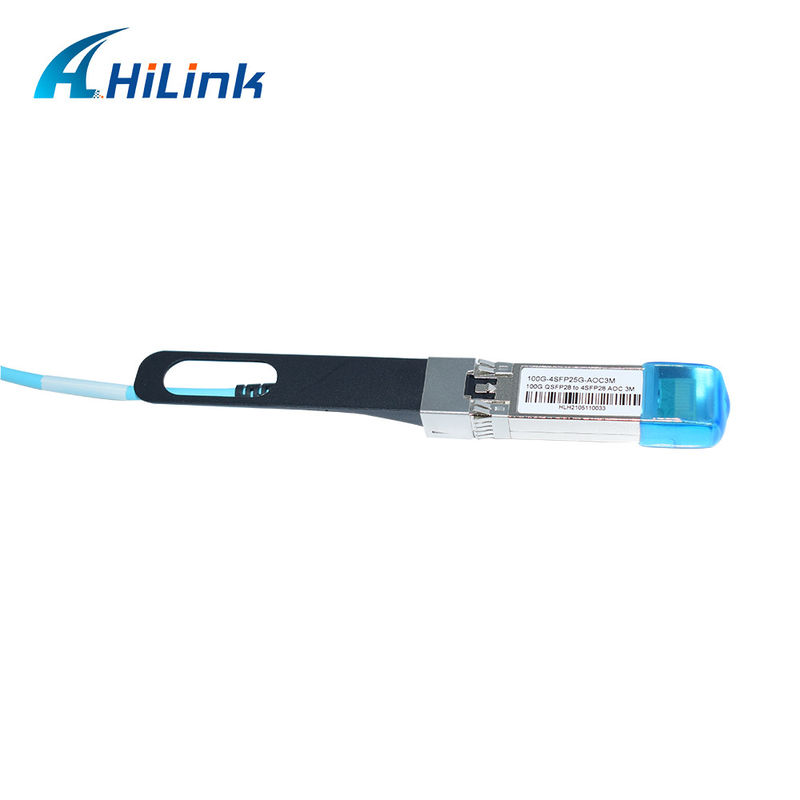 Cáp quang chủ động (AOC) OM3 Breakout QSFP28 100G sang 4xSFP28 với chiều dài cáp 1-5m và Chứng nhận CE RoHS