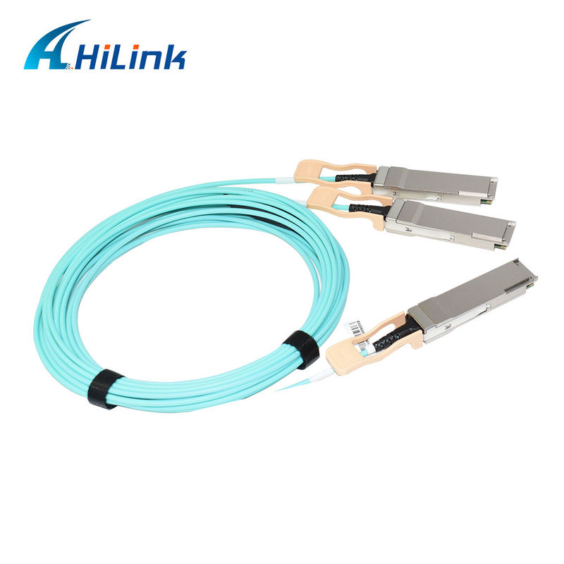 Giải pháp AOC cáp quang hoạt động 200G QSFP56 đến 2*QSFP28 2*100G được chứng nhận để truyền dữ liệu ở nhiệt độ cực cao
