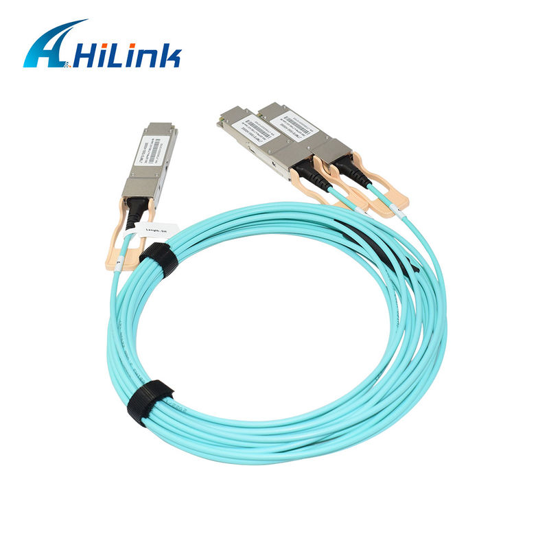 Giải pháp AOC cáp quang hoạt động 200G QSFP56 đến 2*QSFP28 2*100G được chứng nhận để truyền dữ liệu ở nhiệt độ cực cao