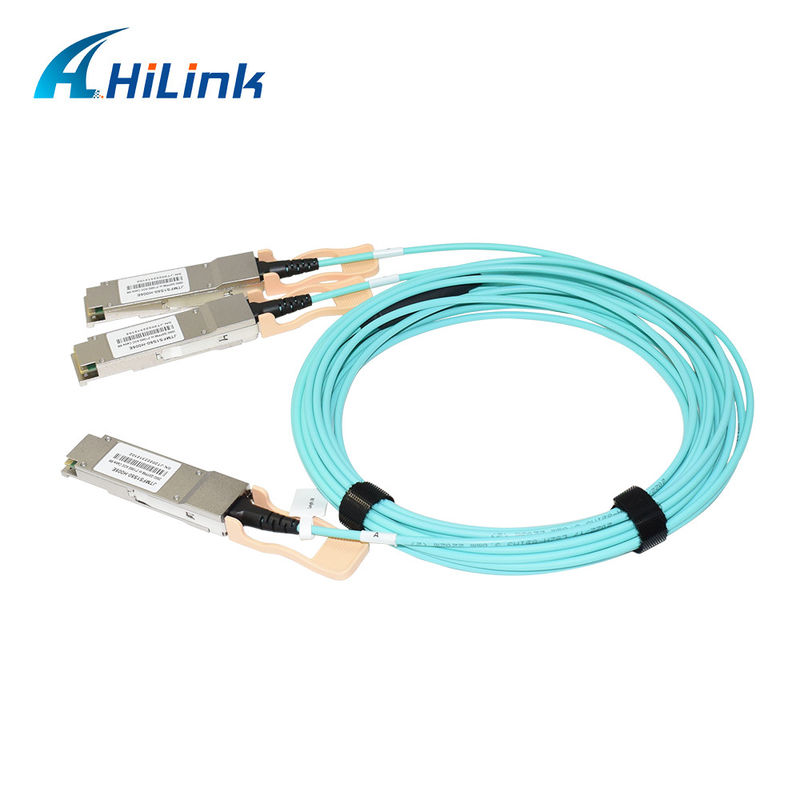 Giải pháp AOC cáp quang hoạt động 200G QSFP56 đến 2*QSFP28 2*100G được chứng nhận để truyền dữ liệu ở nhiệt độ cực cao