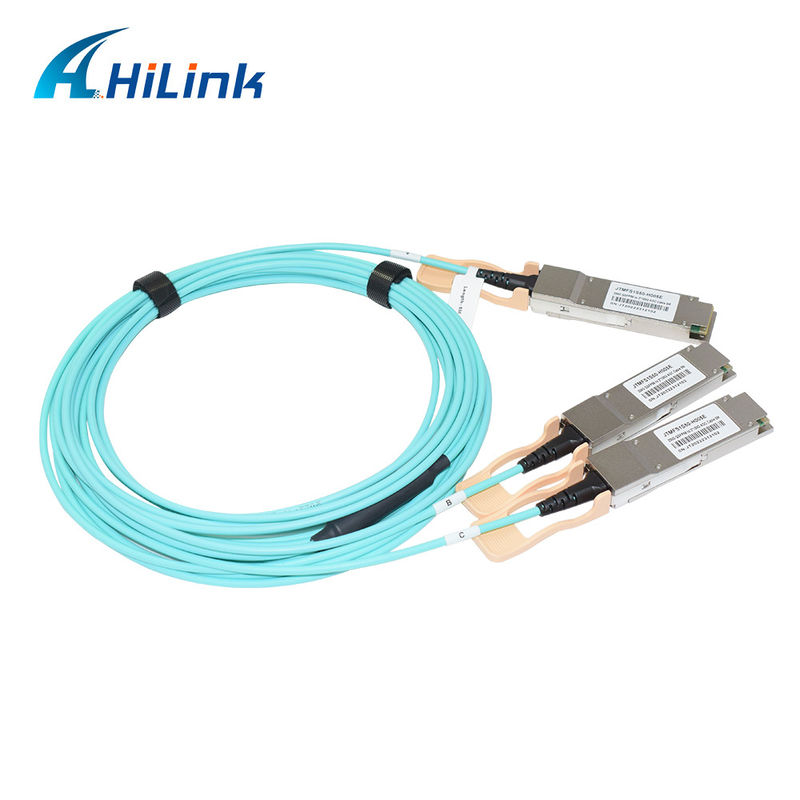 Giải pháp AOC cáp quang hoạt động 200G QSFP56 đến 2*QSFP28 2*100G được chứng nhận để truyền dữ liệu ở nhiệt độ cực cao