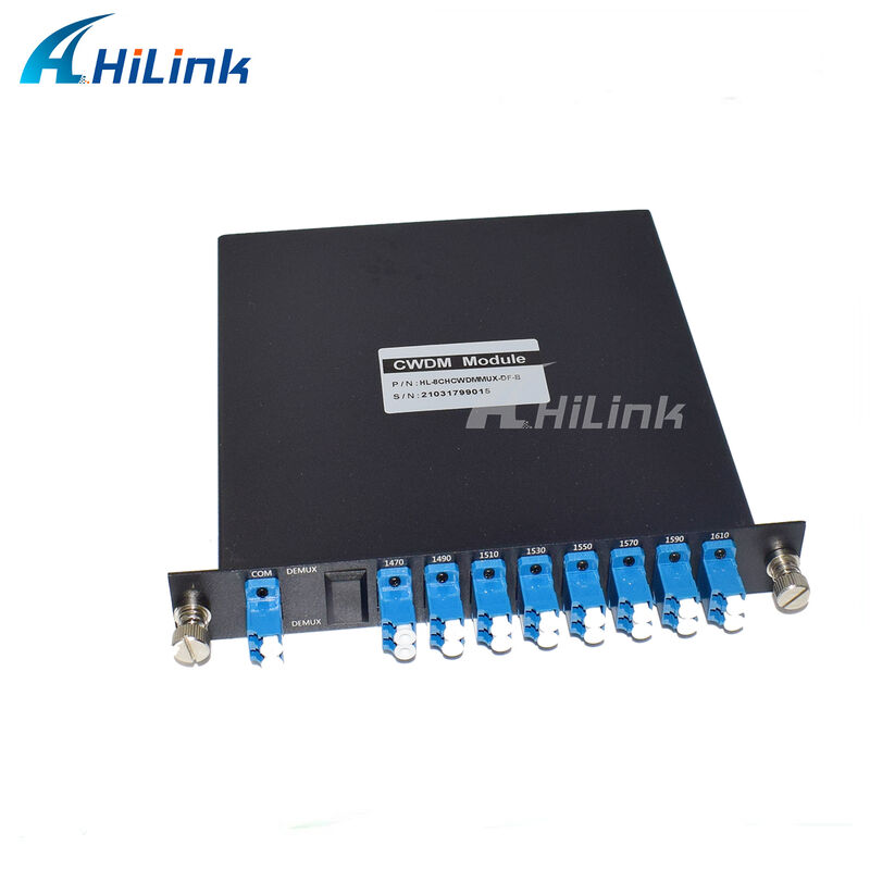 8 kênh CWDM 1470-1610nm Mux Demux với màn hình và cổng mở rộng LC / UPC sợi kép