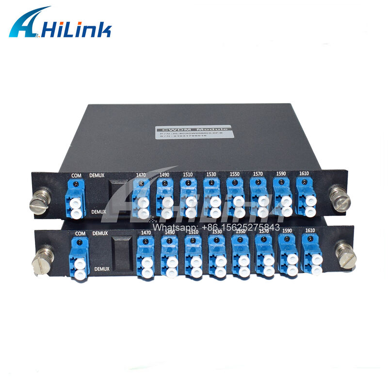8 kênh CWDM 1470-1610nm Mux Demux với màn hình và cổng mở rộng LC / UPC sợi kép