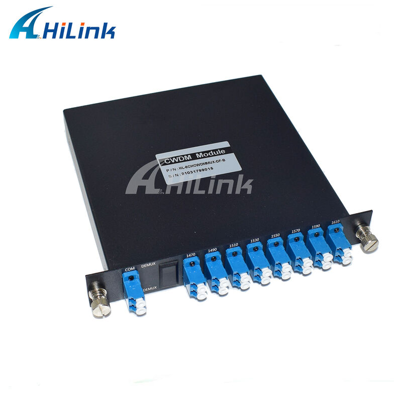 8 kênh CWDM 1470-1610nm Mux Demux với màn hình và cổng mở rộng LC / UPC sợi kép